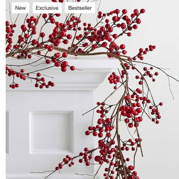 CRATE&BARREL FAUX RED BERRY CHRISTMAS GARLAND 6' - Picture 2 of 7